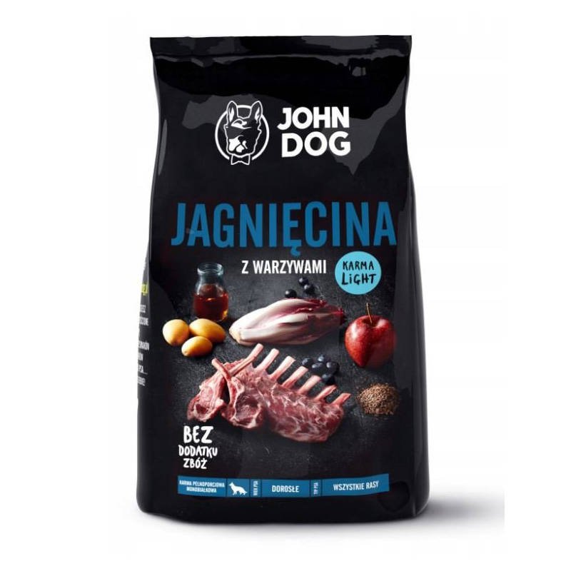 John Dog ADULT JAGNIĘCINA Z WARZYWAMI LIGHT 3kg - sucha karma dla psów