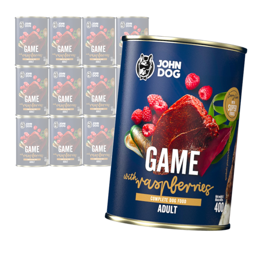 John Dog Berry Line Dziczyzna Z Malinami 12x400g Mokra Karma Dla Dorosłych Psów