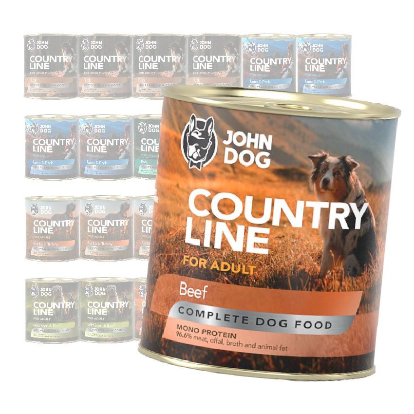 John Dog Country Line Mokra Karma Dla Dorosłych Psów 24x800g Mix Smaków