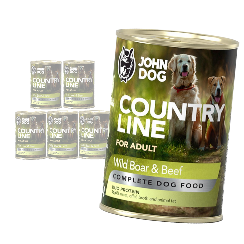 John Dog Country Line Mokra Karma Dla Dorosłych Psów Dzik Z Wołowiną 6x400g