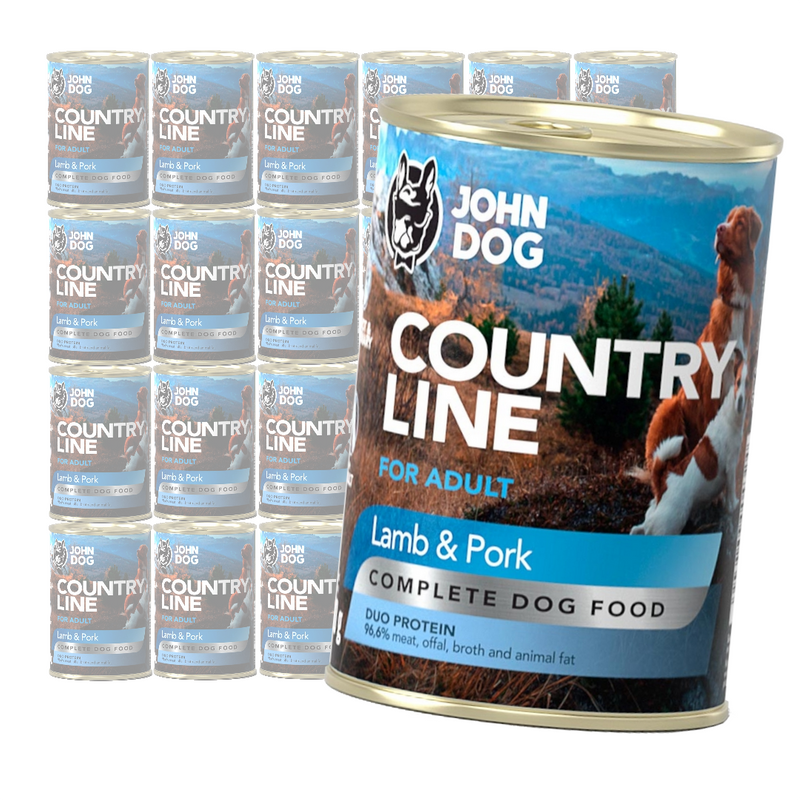 John Dog Country Line Mokra Karma Dla Dorosłych Psów Jagnięcina Z Wieprzowiną 24x400g