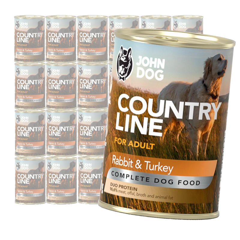 John Dog Country Line Mokra Karma Dla Dorosłych Psów Królik Z Indykiem 24x400g