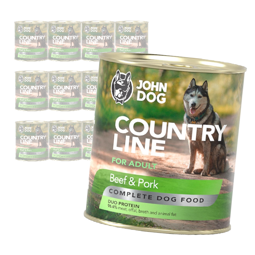 John Dog Country Line Mokra Karma Dla Dorosłych Psów Wołowina Z Wieprzowiną 12x800g