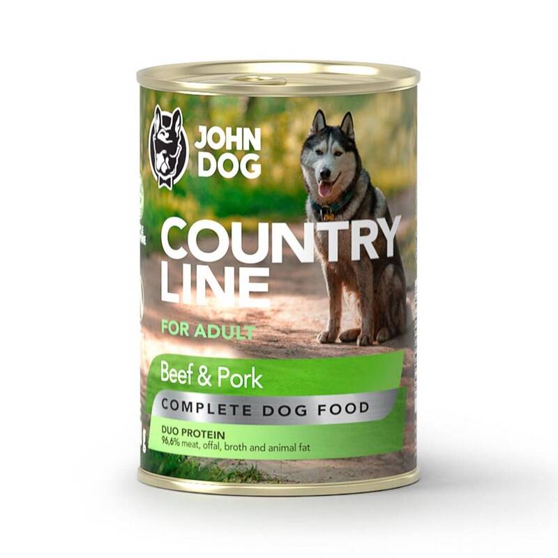 John Dog Country Line Mokra Karma Dla Dorosłych Psów Wołowina Z Wieprzowiną 400g