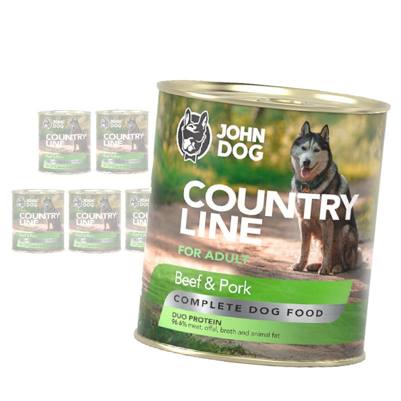 John Dog Country Line Mokra Karma Dla Dorosłych Psów Wołowina Z Wieprzowiną 6x800g