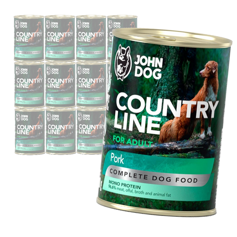 John Dog Country Line Mokra Karma Dla Dorosłych Psów Z Wieprzowiną 12x400g