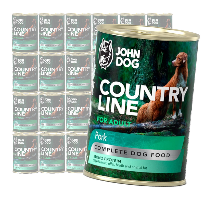 John Dog Country Line Mokra Karma Dla Dorosłych Psów Z Wieprzowiną 24x400g