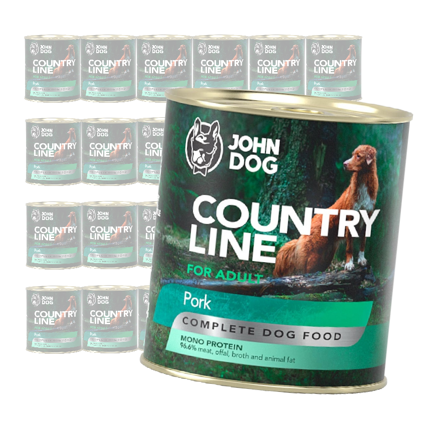 John Dog Country Line Mokra Karma Dla Dorosłych Psów Z Wieprzowiną 24x800g