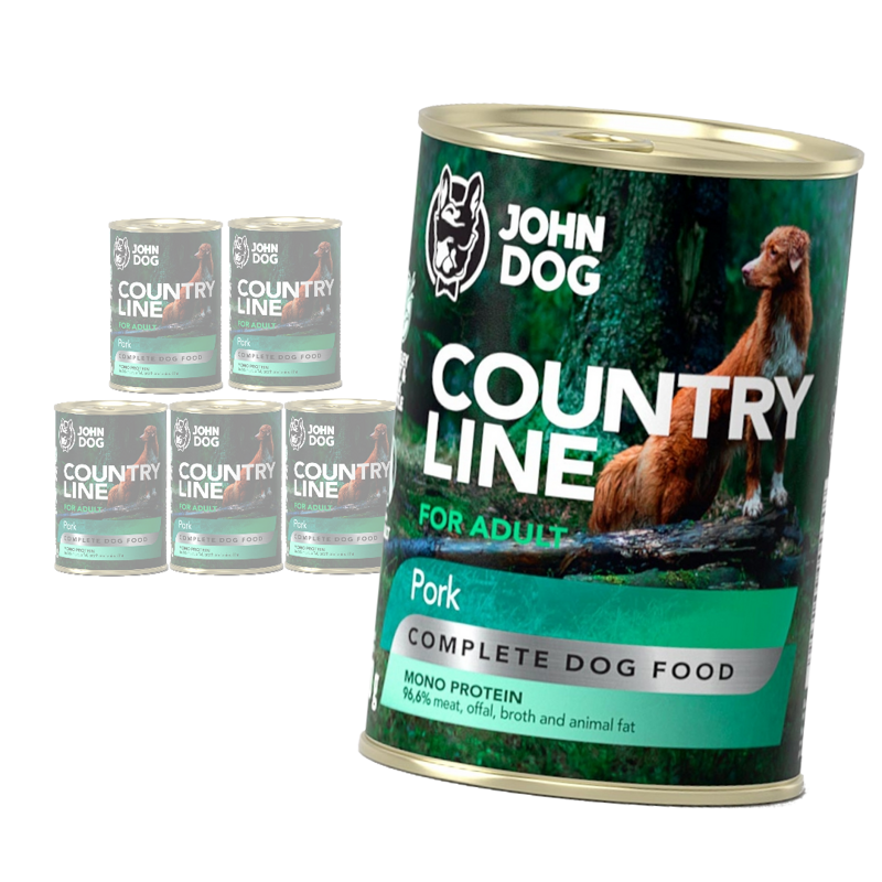 John Dog Country Line Mokra Karma Dla Dorosłych Psów Z Wieprzowiną 6x400g