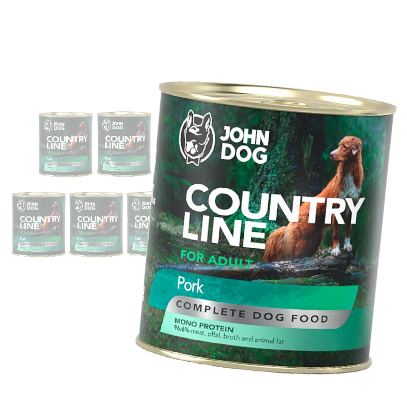John Dog Country Line Mokra Karma Dla Dorosłych Psów Z Wieprzowiną 6x800g