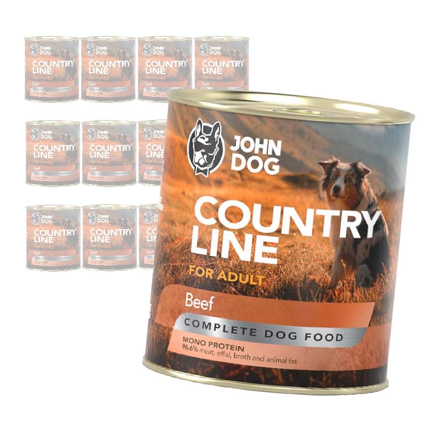 John Dog Country Line Mokra Karma Dla Dorosłych Psów Z Wołowiną 12x800g