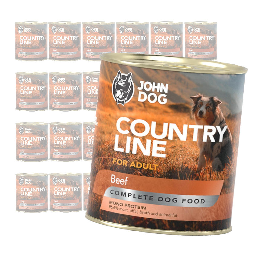 John Dog Country Line Mokra Karma Dla Dorosłych Psów Z Wołowiną 24x800g