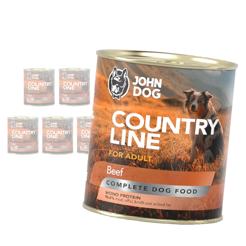 John Dog Country Line Mokra Karma Dla Dorosłych Psów Z Wołowiną 6x800g