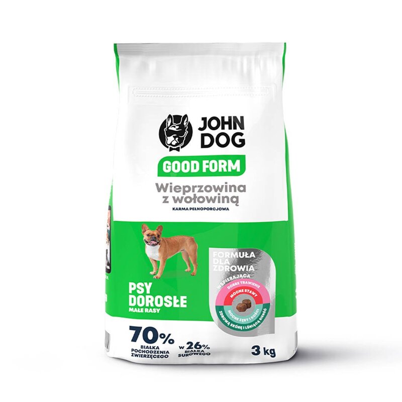 John Dog GOOD FORM ADULT MINI Wieprzowina z Wołowiną 3kg - sucha karma dla psów