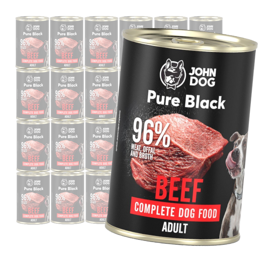 John Dog Karma Mokra Dla Psa Pure Black Z Wołowiną Puszka 24x400g