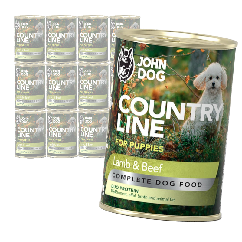 John Dog Puppy Country Line Jagnięcina z Wołowiną 12x400g Mokra Karma Dla Szczeniąt Duo Protein