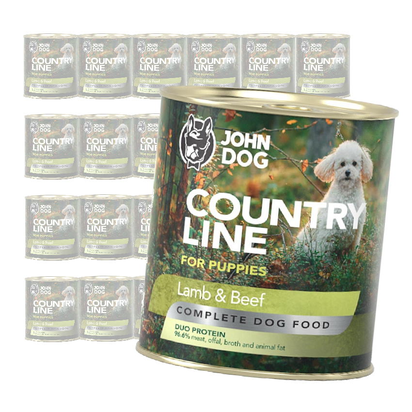 John Dog Puppy Country Line Jagnięcina z Wołowiną 24x800g Mokra Karma Dla Szczeniąt Duo Protein