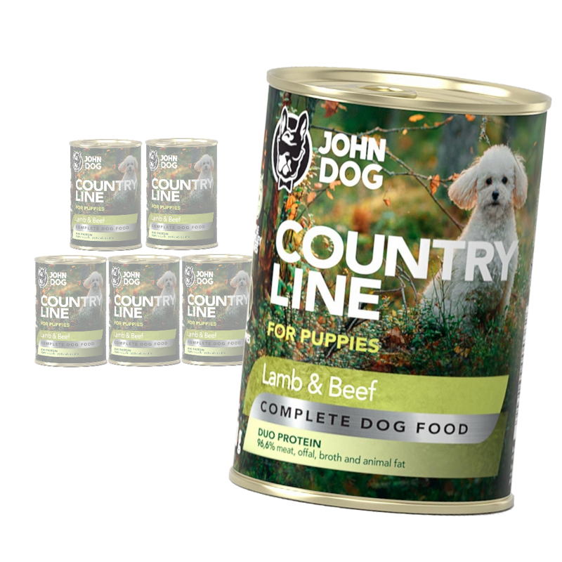 John Dog Puppy Country Line Jagnięcina z Wołowiną 6x400g Mokra Karma Dla Szczeniąt Duo Protein