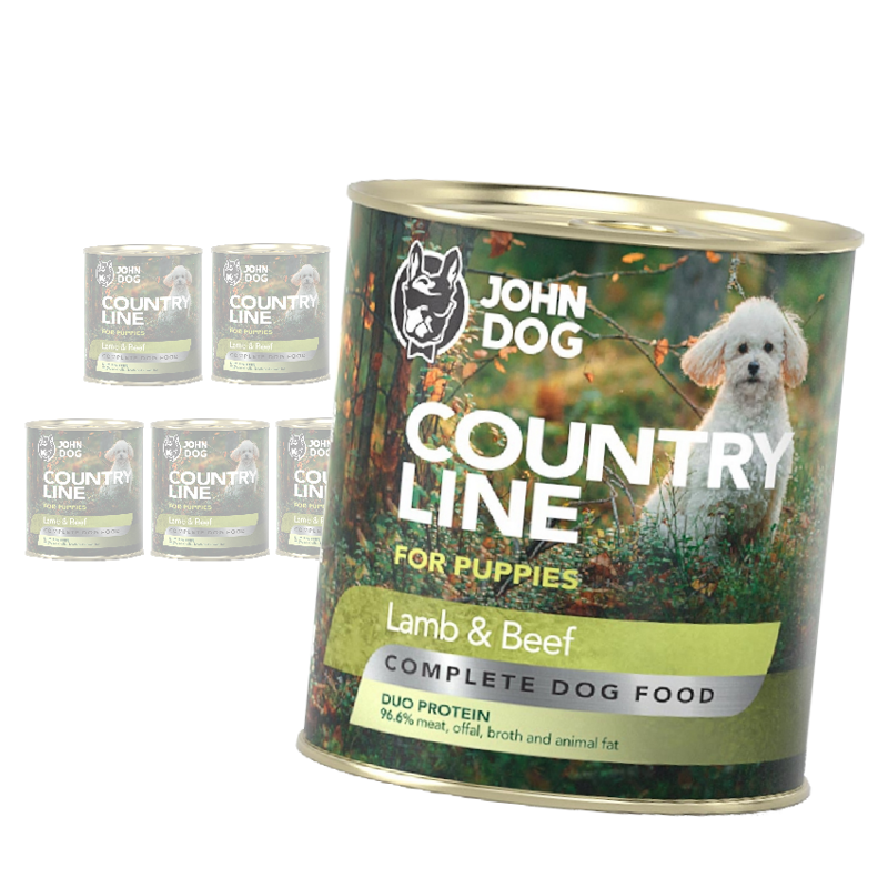 John Dog Puppy Country Line Jagnięcina z Wołowiną 6x800g Mokra Karma Dla Szczeniąt Duo Protein