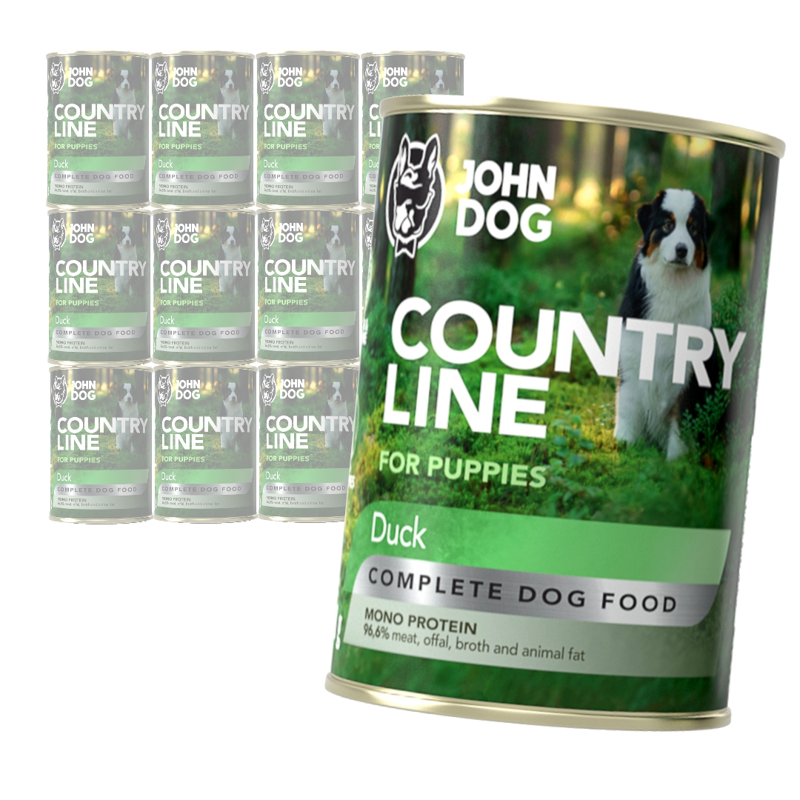 John Dog Puppy Country Line z Kaczką 12x400g Mokra Karma Dla Szczeniąt Mono Protein