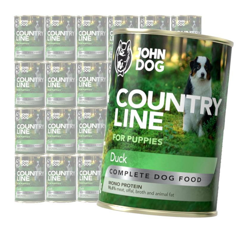 John Dog Puppy Country Line z Kaczką 24x400g Mokra Karma Dla Szczeniąt Mono Protein