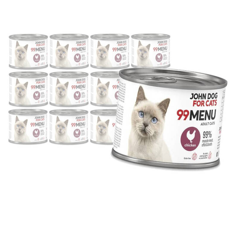 John Dog for Cats 99 Menu Mokra Karma Dla Dorosłych Kotów Z Kurczakiem 12x200g