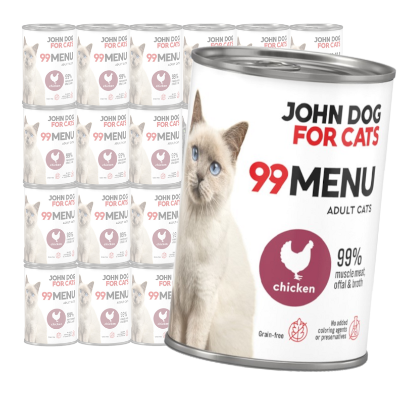 John Dog for Cats 99 Menu Mokra Karma Dla Dorosłych Kotów Z Kurczakiem 24x400g