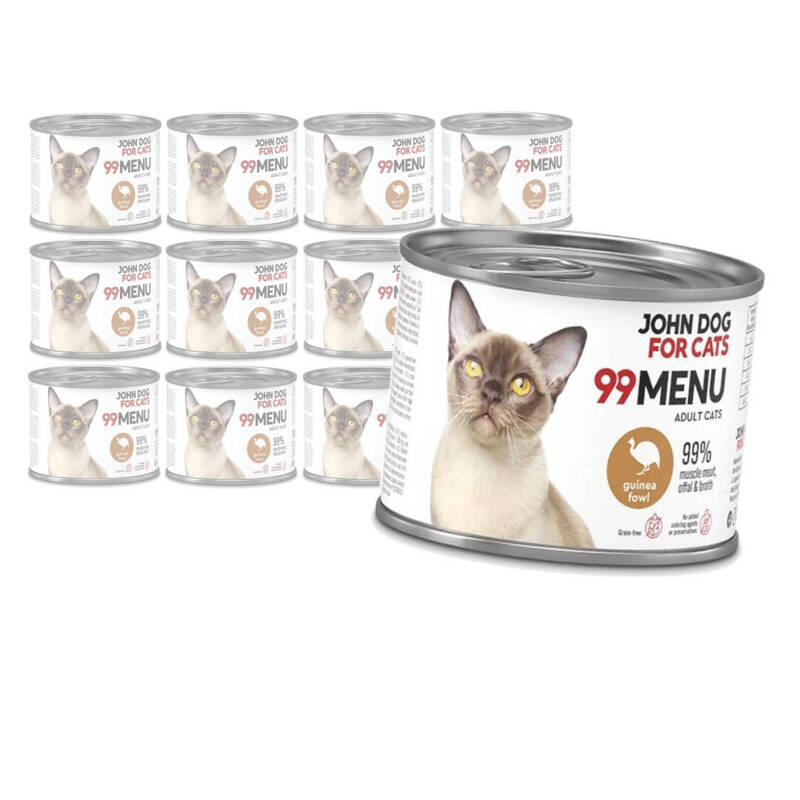 John Dog for Cats 99 Menu Mokra Karma Dla Dorosłych Kotów Z Perliczką 12x200g