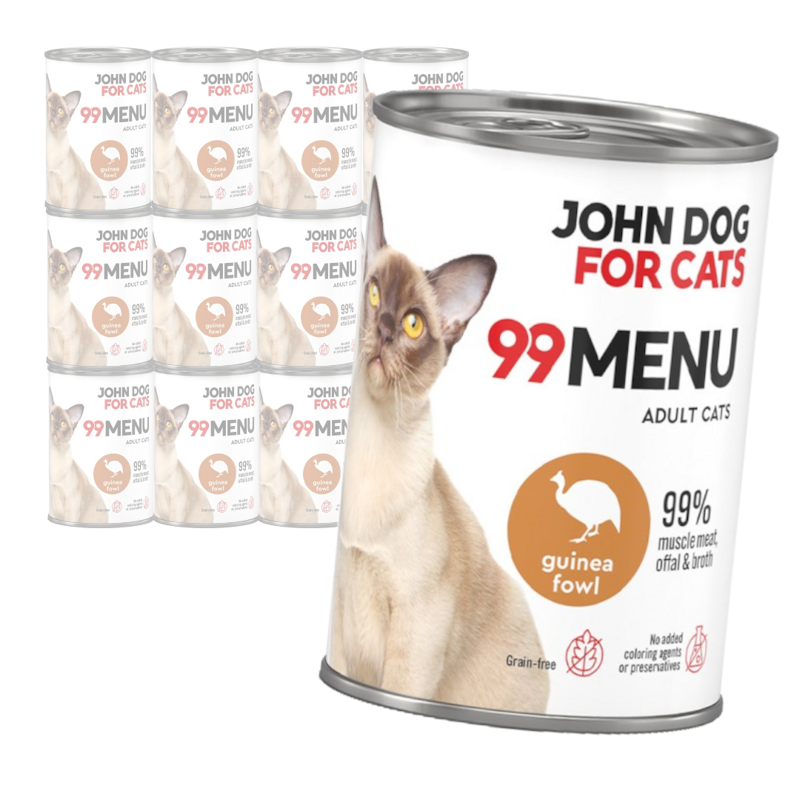 John Dog for Cats 99 Menu Mokra Karma Dla Dorosłych Kotów Z Perliczką 12x400g