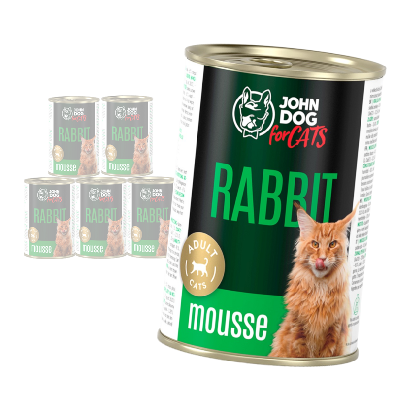 John Dog for Cats Mus z Królikiem 6x400g Bezzbożowa Mokra Karma Dla Kota