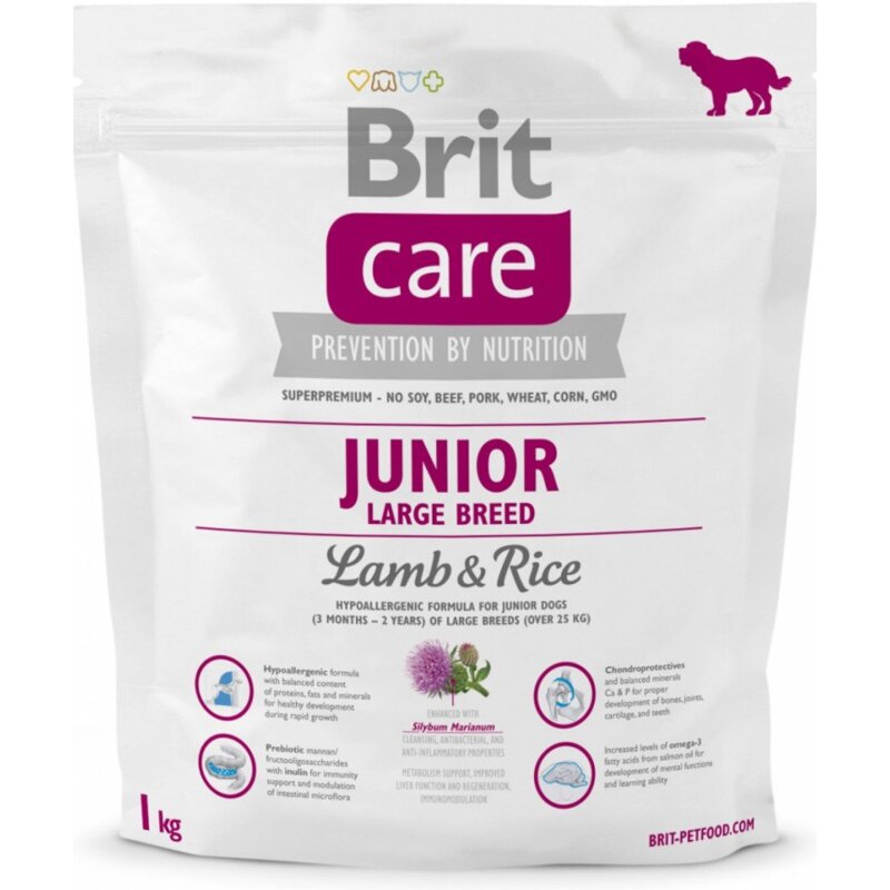 Karma BRIT CARE dla Młodych Psów Dużych Ras Jagnięcina Ryż 1kg