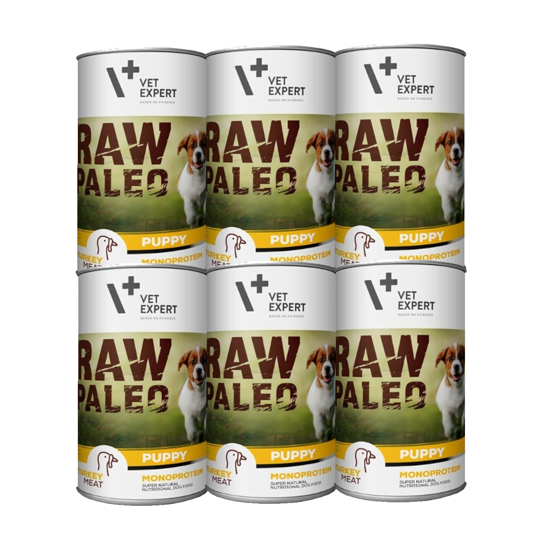 Karma mokra dla szczeniąt VetExpert RAW PALEO puppy turkey 6x400g - z indykiem