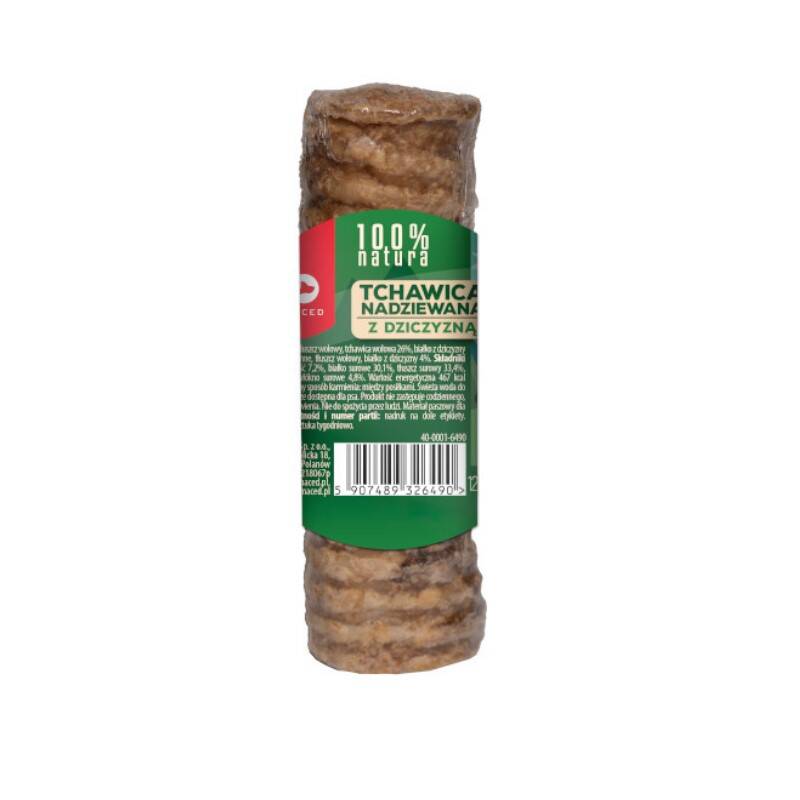 Maced 100% Natura Tchawica Nadziewana z Dziczyzną 120g Naturalny Przysmak dla Psa