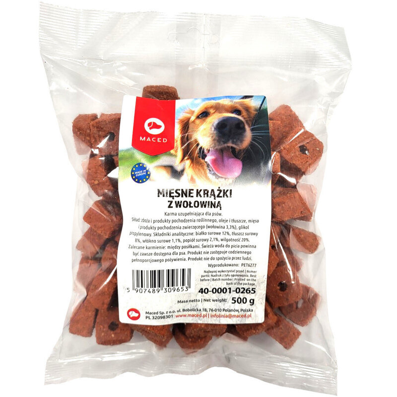 Miękki przysmak dla psa MACED Mięsne Krążki z wołowiną 500g, smakołyk