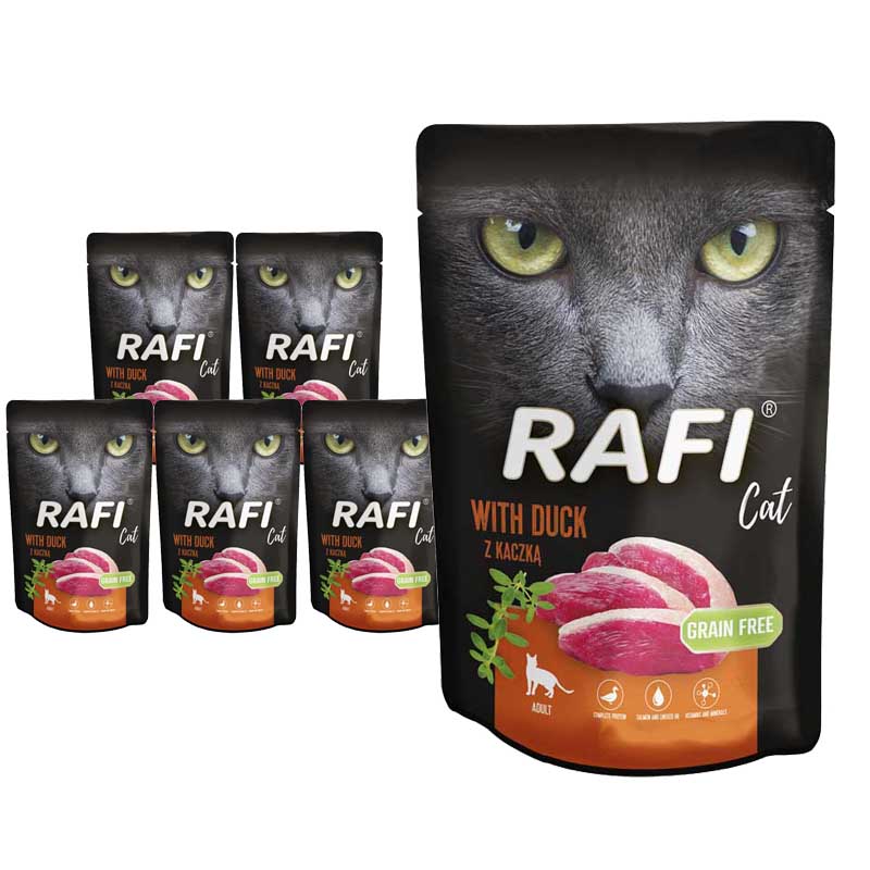 Mokra Karma dla Kota Rafi Cat Adult z Kaczką Saszetka Zestaw 6x100g
