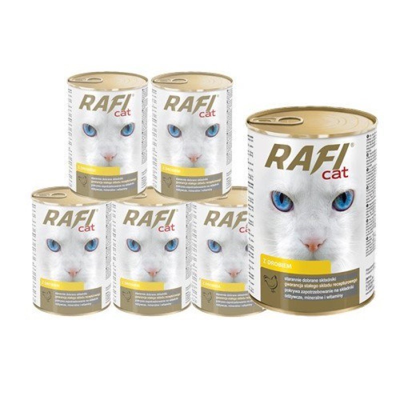 Mokra Karma dla Kotów Rafi Cat Adult z Drobiem Puszka Zestaw 24 x 415 g