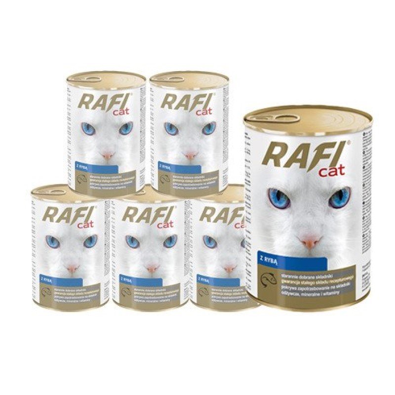 Mokra Karma dla Kotów Rafi Cat Adult z Rybą Puszka Zestaw 24 x 415 g