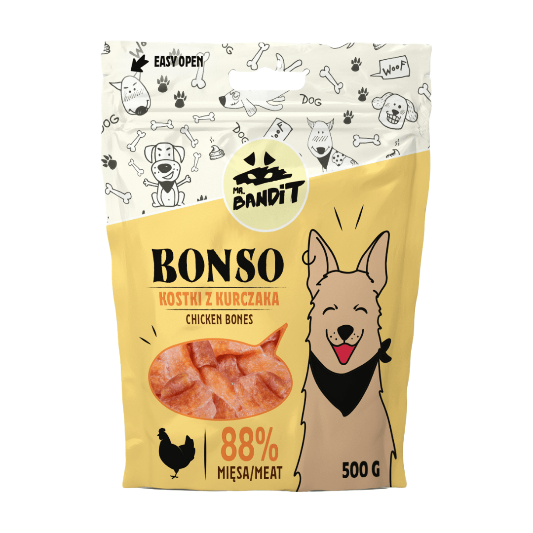 Mr Bandit BONSO Kostki z kurczaka 500g - naturalny przysmak dla psów