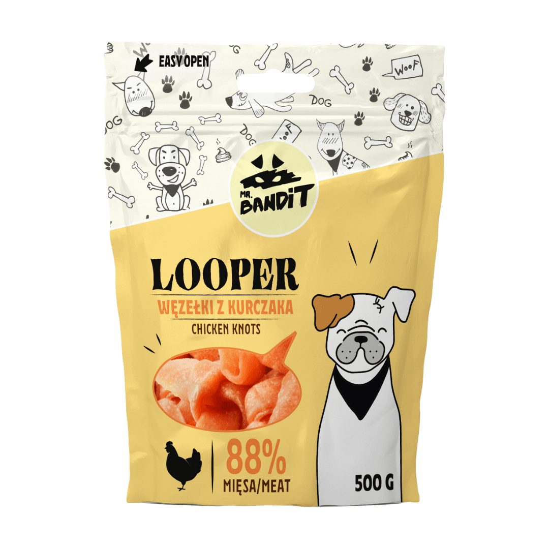 Mr Bandit LOOPER Węzełki z kurczaka 500g - naturalny przysmak dla psa