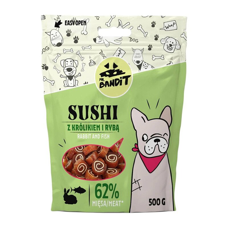 Mr Bandit SUSHI Królik z rybą 500g - naturalny przysmak dla psa