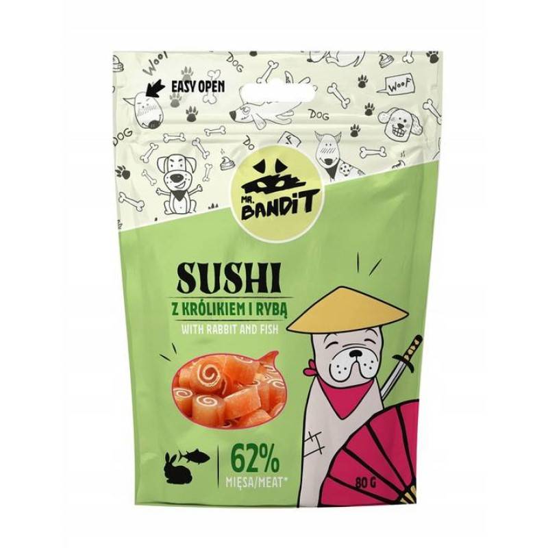 Mr Bandit SUSHI z Królikiem i Rybą 80g Naturalny Przysmak Dla Psa