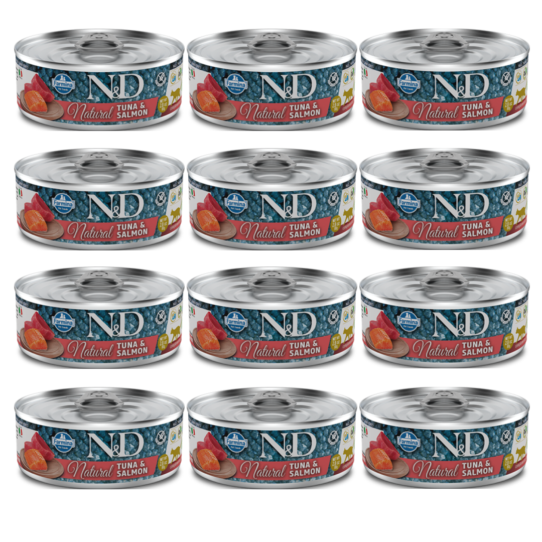 N&D Cat Natural Tuna & Salmon 12x70g Mokra Karma Dla Kota Tuńczyk Łosoś