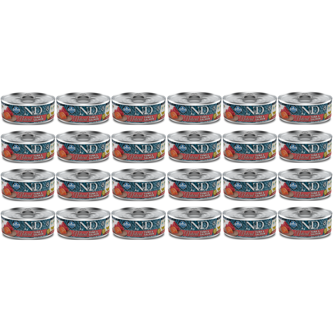 N&D Cat Natural Tuna & Salmon 24x70g Mokra Karma Dla Kota Tuńczyk Łosoś