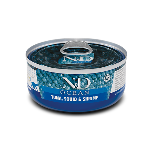 N&D Cat Ocean Tuna, Squid & Shrimp 70g Mokra Karma Dla Kota Kalmar Tuńczyk Krewetka