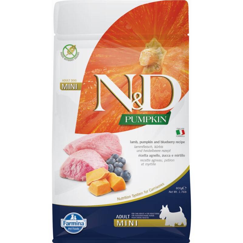 N&D  GF Pumpkin Lamb Blueberry Adult Mini  800g