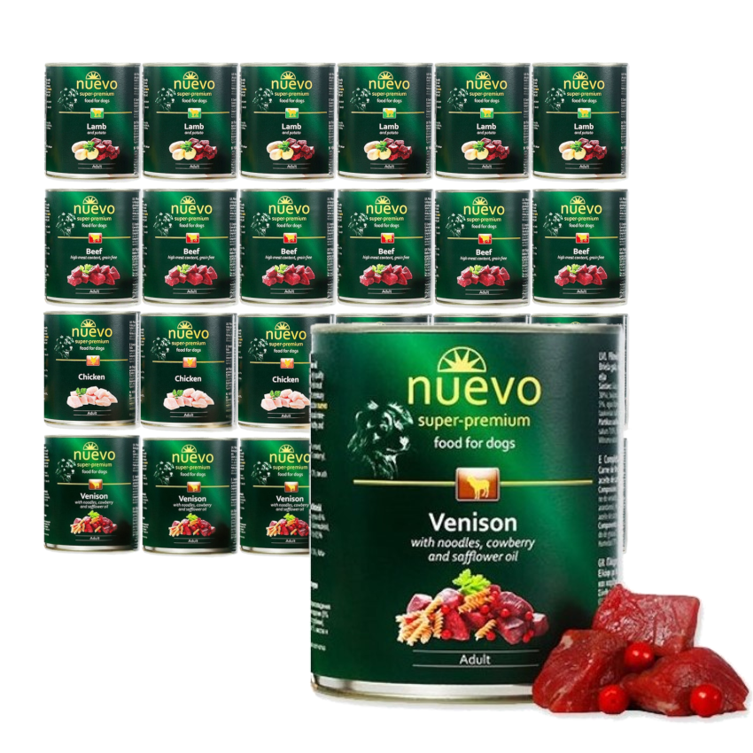 Nuevo Super Premium Mokra Karma Dla Psa 24x800g Mix Smaków