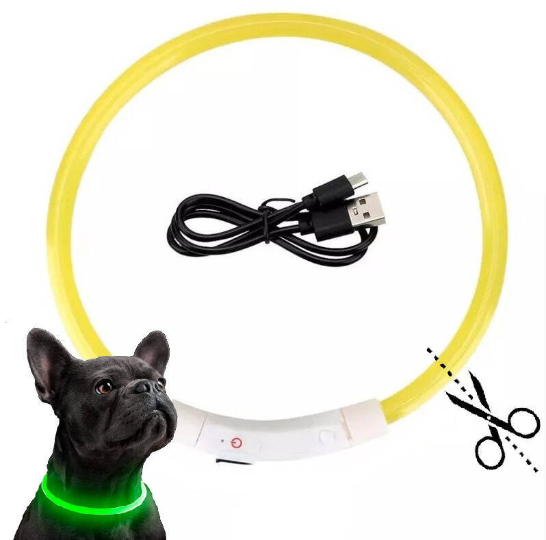 Obroża Świecąca LED Dla Psa Rozmiar S Żółta