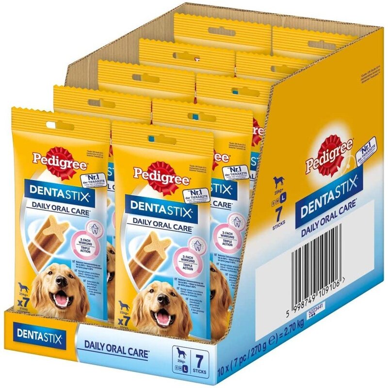 PEDIGREE DentaStix 10 x 7szt 270g Przysmak Dentystyczny Dla Psów Ras Dużych