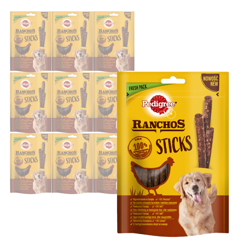 PEDIGREE Ranchos Przysmaki Dla Psa Pałki Kurczak z Wątróbką 10x60g