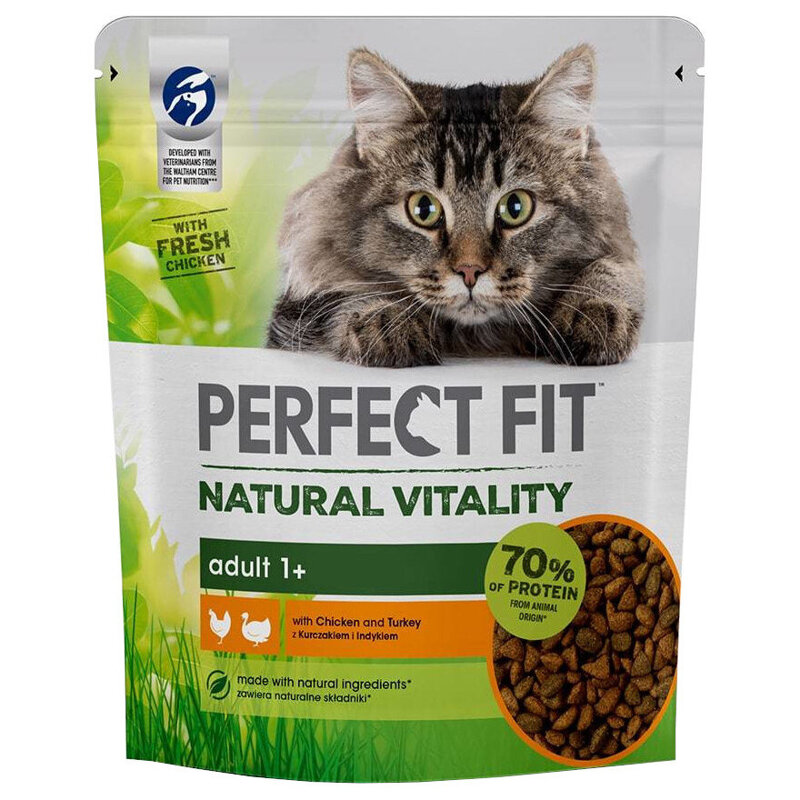 PERFECT FIT Natural Vitality 1+ INDYK KURCZAK 650g sucha karma dla dorosłych kotów